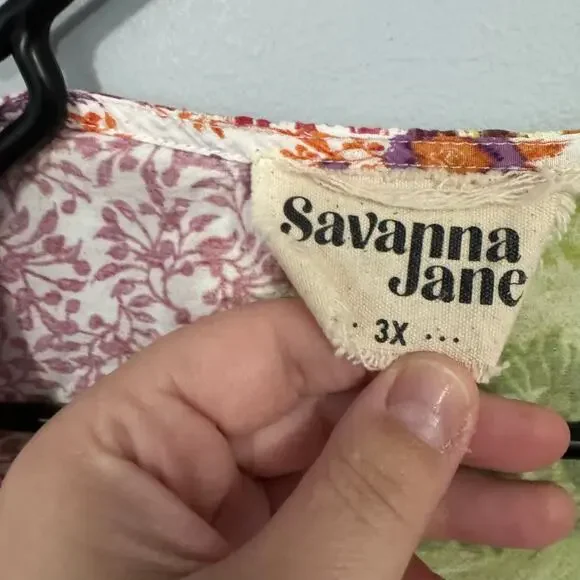 Savanna Jane Patchwork Multi Pattern Boho Top Women's Plus Size 3X Floral - Picture 4 of 6